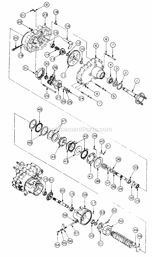 Transmission Diagram and Parts List for 5416R 457900-460859, 553C562K100, 554C562K100 Cub Cadet Lawn Mower